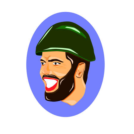 Portrait of young smiling. Army soldier man from war. Vector illustrationのイラスト素材
