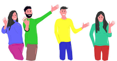 Young and happy group of people.Stock Vector illustrationのイラスト素材