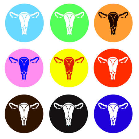 Vector internal organs icons set on white. Womb of different colorsのイラスト素材