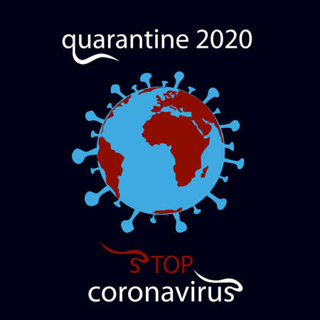 Earth in danger. Coronavirus 2019-nCoV icon. Coronavirus sign, Pandemic stop Novel Coronavirus outbreak covid-19.Quarantine 2020のイラスト素材