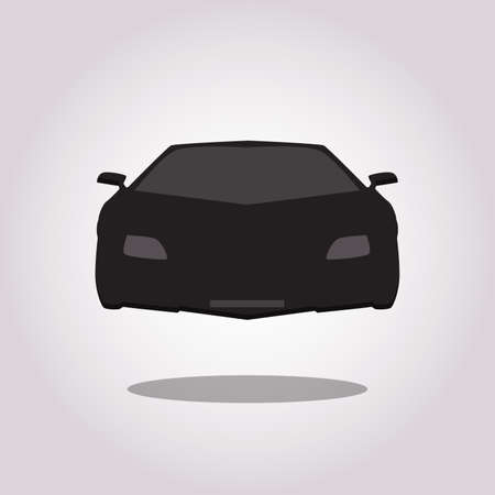Sport car front view icon on transparent background.Black silhouette.Vector illustration on greyのイラスト素材
