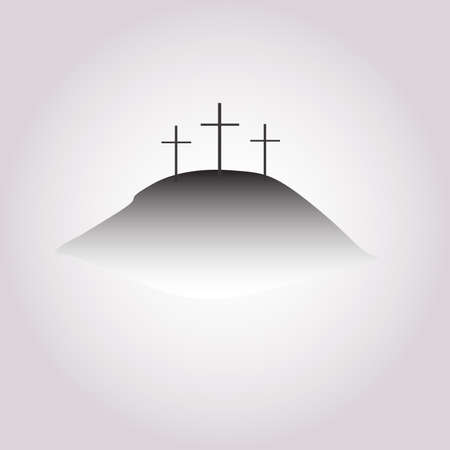 Gray Calvary icon with three crosses on light background. Vector illustration. Calvary sign in flat design.EPS 10のイラスト素材