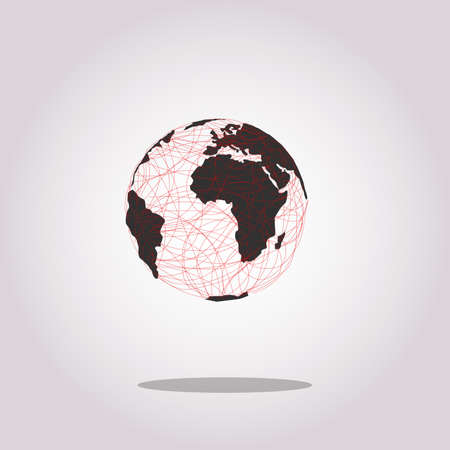 Earth Globe Design in Spotted Glowing Swirly Abstract Background - Global Business, Technology, Globalisation Concept, Vectorのイラスト素材