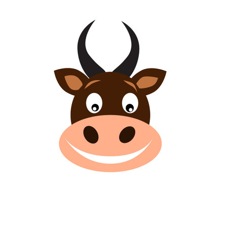 Cute cow portrait. Animal head flat vector illustration.のイラスト素材
