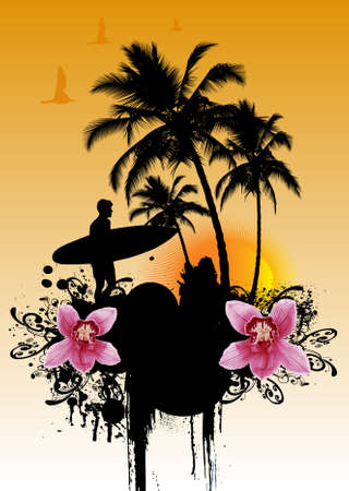 Tropical background  vector illustrationのイラスト素材