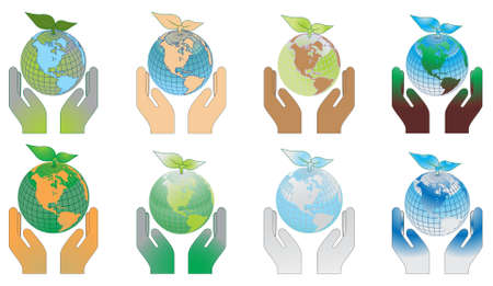 Hand holding earth globeのイラスト素材