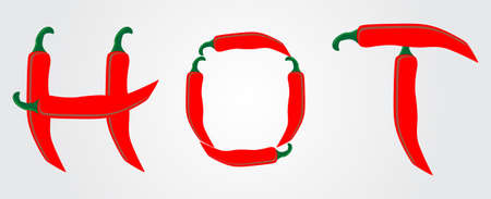 Red hot chilli peppers spelling the word "hot" のイラスト素材