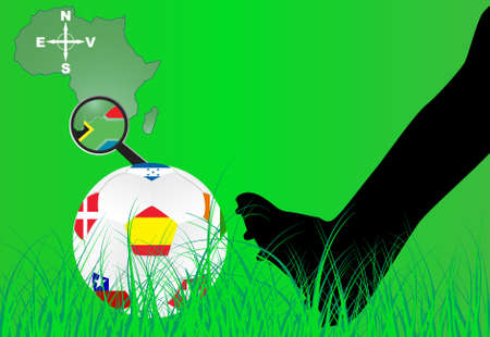 soccer player legs with ball on a pitchのイラスト素材