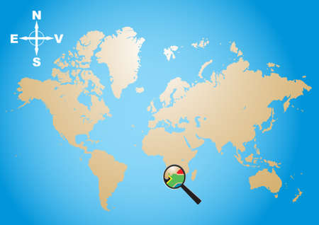 South Africa marked in world mapのイラスト素材