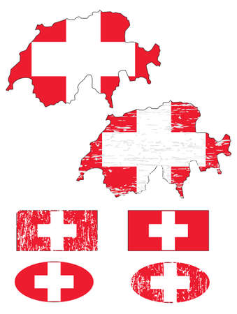 Switzerland flag set のイラスト素材