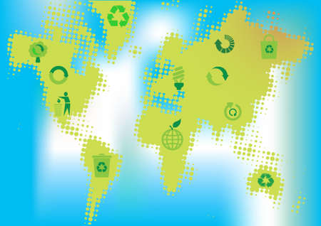 World map whith recycle icons, vectorのイラスト素材