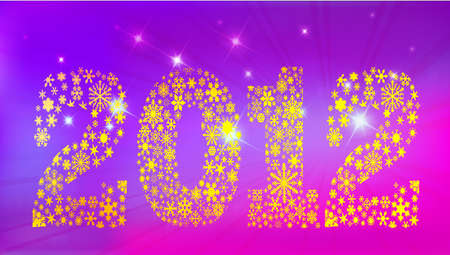 Year 2012 with snowflakes and lights, vector illustrationのイラスト素材