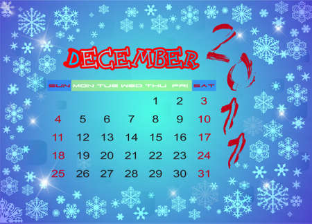Calendar for december 2011 with snowflakes, vectorのイラスト素材