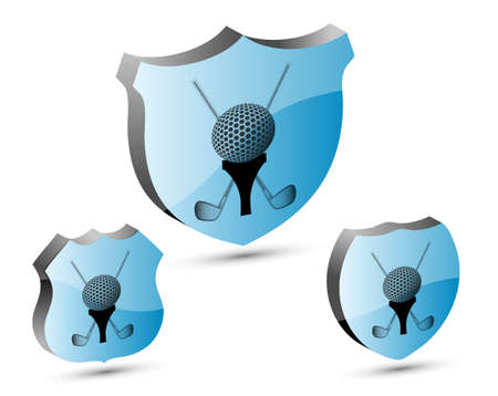3D golf shield set.のイラスト素材