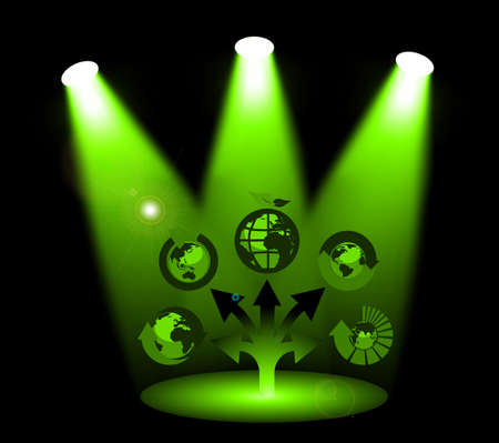 Recycle signs in green lightのイラスト素材