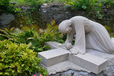 Statue church, Montreal, Canadaの写真素材