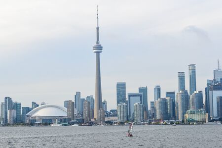 Toronto downtown lake viewの写真素材