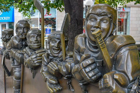 TORONTO, CANADA - AUGUST 23, 2015: Sculptures in front of the Hockey Hall of Fame.のeditorial素材