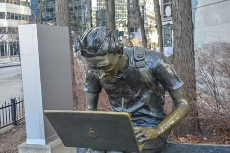 Montreal, Canada - December 27, 2015: Montreal Student Statue on Sherbrooke Street.のeditorial素材