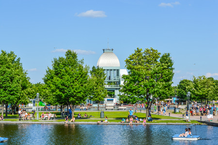 Montreal, Canada - July 17, 2015: Pavillon du bassin Bonsecours. People may be seen around.
