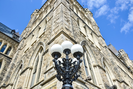 The street light in front of the Ottawa Parliament Clock Tower (Canada)