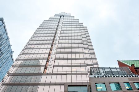Toronto, Canada - November 16, 2016: Facade of  glass skyscrapers in Toronto downtown at low angle