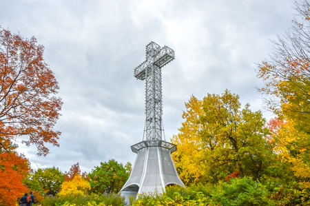 Montreal, Canada - October 09, 2016: Mont Royal Cross in Montreal, Canadaのeditorial素材