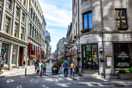 Montreal, Canada - June 15, 2017: Popular St Paul street in the Old Port. People can be seen around.のeditorial素材