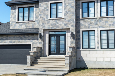 Luxury house in Montreal, Canada against blue skyのeditorial素材