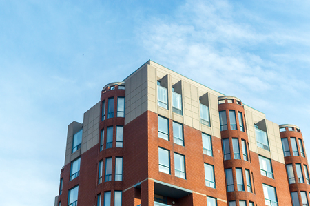 Modern condo buildings with huge windows in Montreal, Canada.