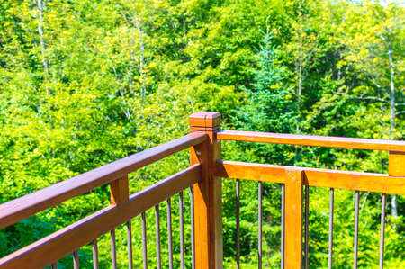 Scenic view of the handhold and green forest in Quebec, Canadaの写真素材