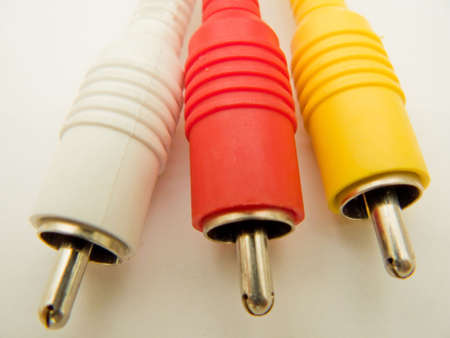 Closeup audio video cable isolated on whiteの写真素材