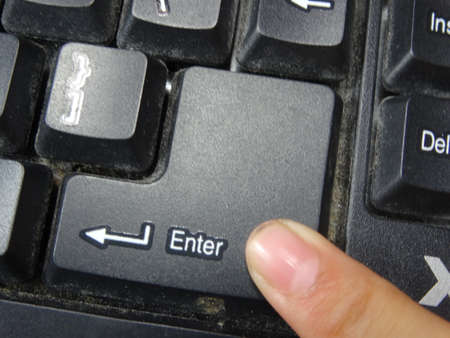 An enter key of computer keyboard