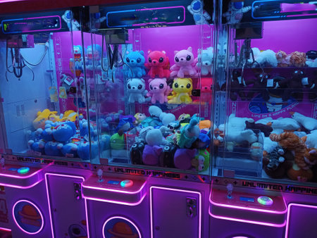 claw machine or prize machine close up in a public spot in malaysiaの写真素材