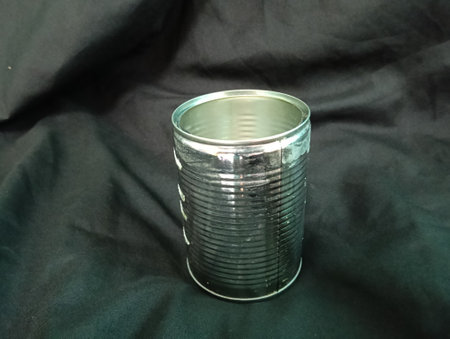 metal tin can on a black background. Close-up  of can  view.photo taken in malaysia
