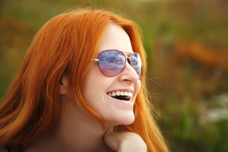 portrait of a redhead womanの写真素材