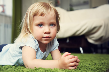 child playing at homeの写真素材