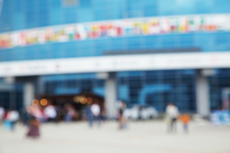 blurred building in downtownの写真素材