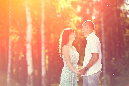 Young couple in love outdoorsの写真素材