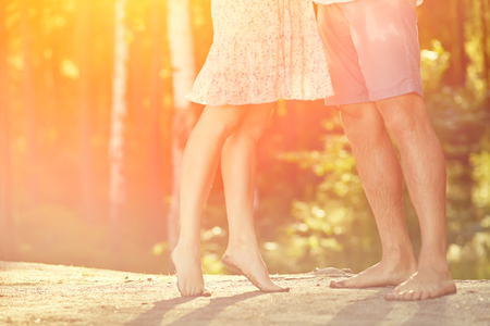 Young couple in love outdoorsの写真素材