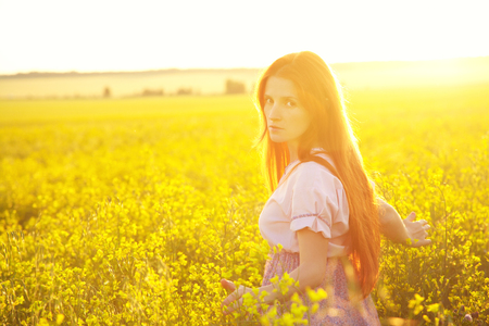 redhead woman outdoorsの写真素材