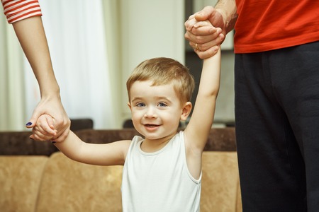 Parents with child at homeの写真素材
