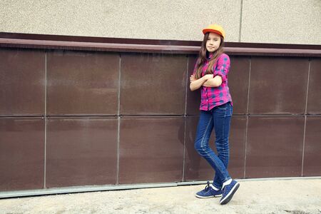 Beautiful teenage girl outdoors. youth lifestyle. portrait of adolescent in the city.の写真素材
