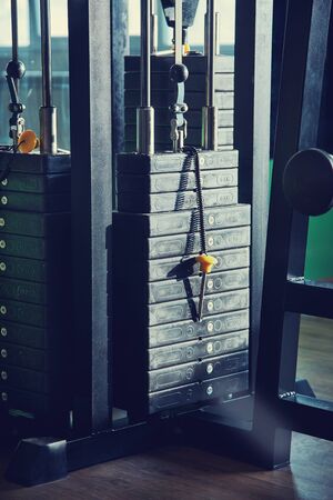training apparatus closeup in a gym. Fitness club equipment. Sports background.の写真素材