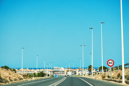 picturesque asphalt highway country summer road. rural landscapeの写真素材