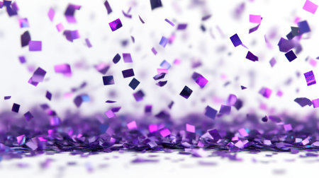Purple confetti on a white background. 3d rendering.の素材