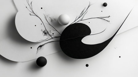 Creative black and white abstract background. Minimalistic design.の素材