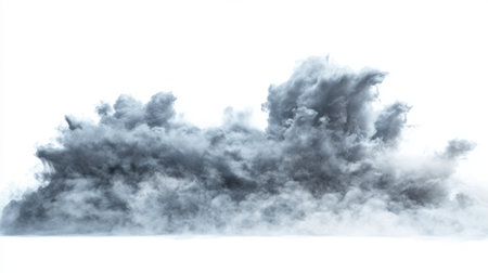 Black smoke cloud isolated on white background. 3d rendering illustration.の素材