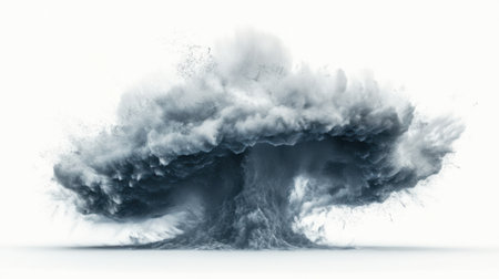 3D illustration of black cloud with smoke isolated on white background.の素材