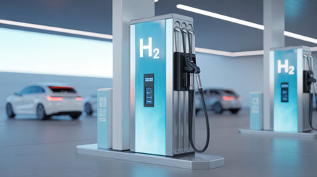 EV charging station for electric car in gas station. 3d renderingの素材